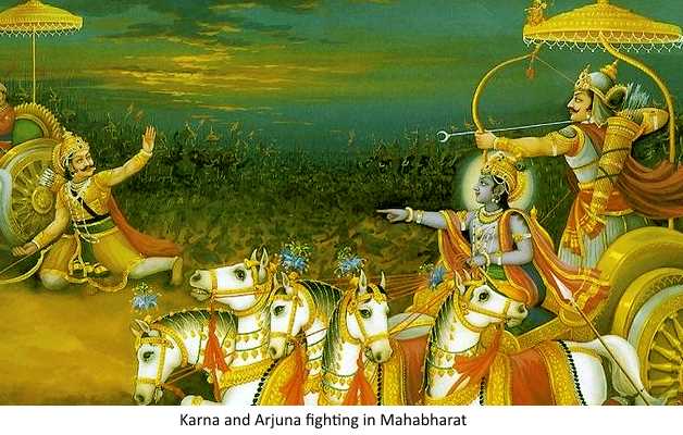 karna and arjuna fighting in mahabharat